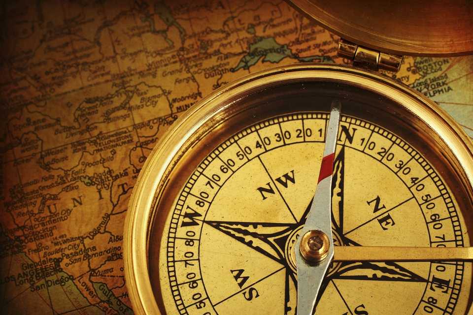 compass above map