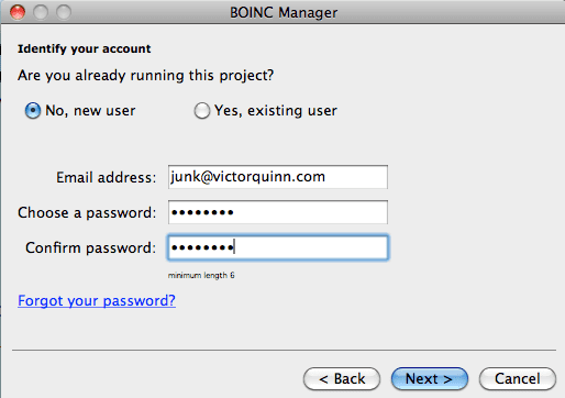 BOINC Screenshot 3 - Create an account