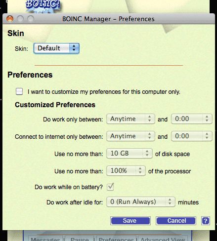 BOINC Screenshot 6 - Preferences